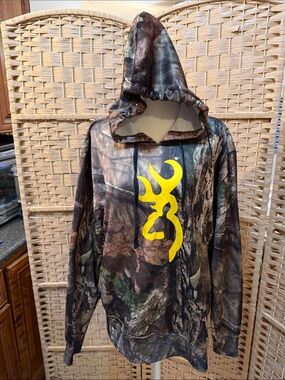 Browning Camo Hoodie with Yellow Buckmark Logo